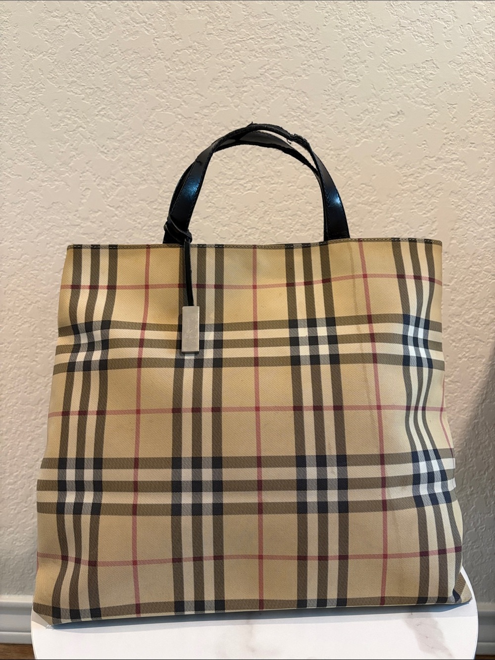 Burberry Large Tote Bag Canvas Plaid Nova Check